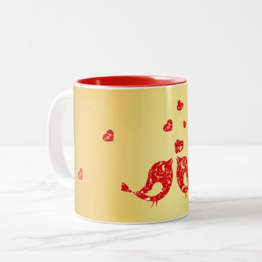 Tasse 2 Couleurs Oiseaux rouges (Devant gauche)