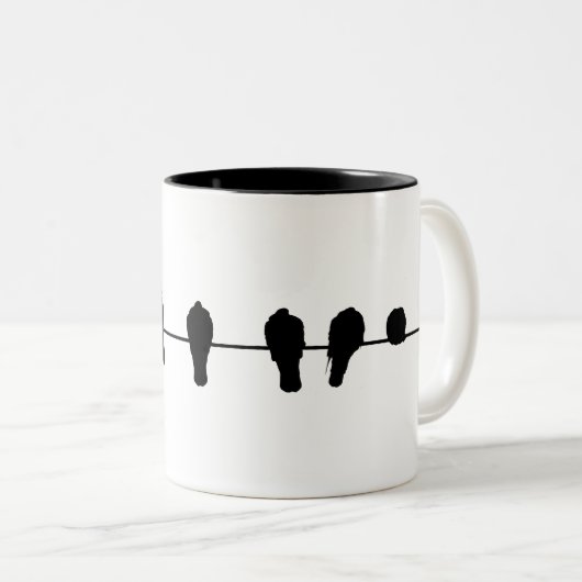 Tasse 2 Couleurs Oiseaux sur fil (Devant droit)