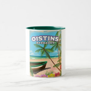 Tasse 2 Couleurs Oistins Barbade affiche de plage vintage