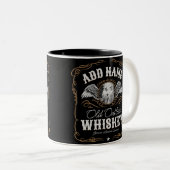 Tasse 2 Couleurs Old Moonshine Whiskey Étiquette AJOUTER PHOTO Nom  (Devant droit)