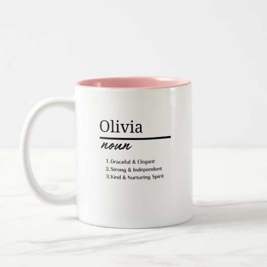 Tasse 2 Couleurs Olivia, Fille Nom Personnalisé Définition (Gauche)