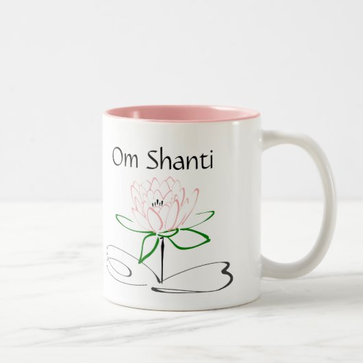 Tasse 2 Couleurs Om Shanti Musique verte rose (Droit)