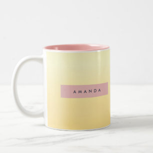 Tasse 2 Couleurs Ombre jaune pastel doux personnalisé