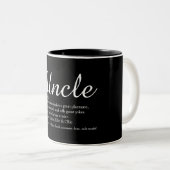 Tasse 2 Couleurs Oncle, Définition de Tonton Script Noir et Blanc (Devant droit)
