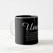 Tasse 2 Couleurs Oncle, Définition de Tonton Script Noir et Blanc (Devant gauche)