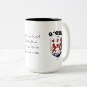 Tasse 2 Couleurs O'Neill Family Crest, Traduction & Signification (Devant droit)
