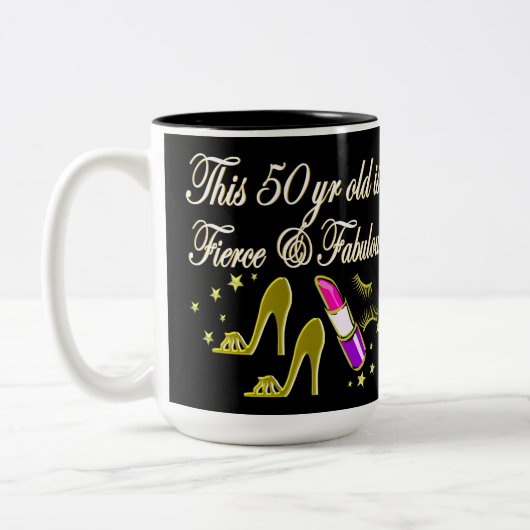 TASSE 2 COULEURS OR 50 ET CONCEPTION DIVA FABULEUSE (Gauche)