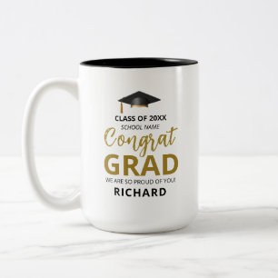 Tasse 2 Couleurs Or et noir   Graduation moderne cadeau personnalis