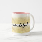 Tasse 2 Couleurs Or et rayures roses (Devant droit)