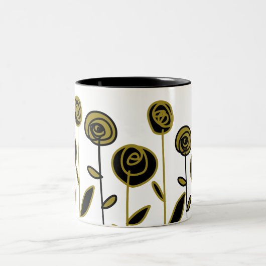 Tasse 2 Couleurs Or moderne noir et blanc (Centre)