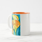 Tasse 2 Couleurs Orange Calla fleurs de laine aquarelle art (Devant gauche)