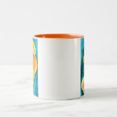 Tasse 2 Couleurs Orange Calla fleurs de laine aquarelle art (Centre)