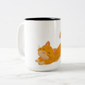 Tasse 2 Couleurs Orange Cat stretching (Devant gauche)