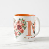 Tasse 2 Couleurs Orange Floral Mum (Devant droit)