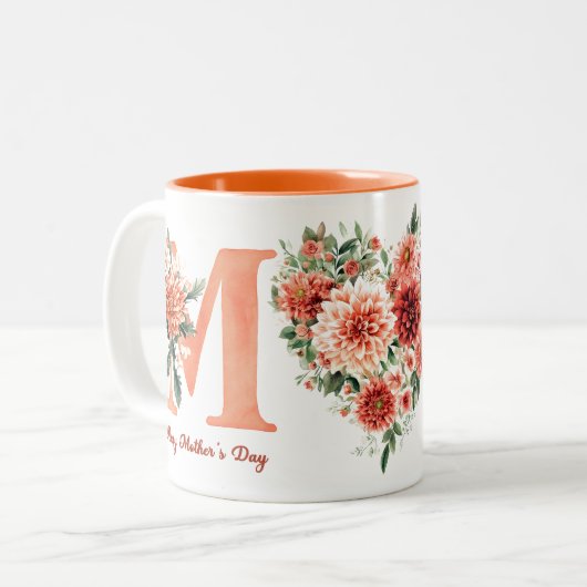Tasse 2 Couleurs Orange Floral Mum (Devant gauche)