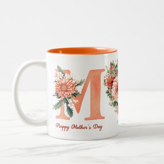 Tasse 2 Couleurs Orange Floral Mum (Gauche)
