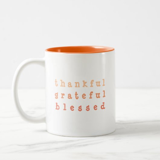 Tasse 2 Couleurs Orange Ombre Merci Grateful Blessé (Gauche)
