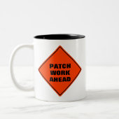 Tasse 2 Couleurs Orange patchs travailler sur route signe personnal (Gauche)