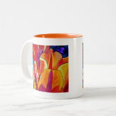 Tasse 2 Couleurs Orange Tulips aquarelle art peinture de fleurs (Devant gauche)