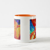 Tasse 2 Couleurs Orange Tulips aquarelle art peinture de fleurs (Centre)