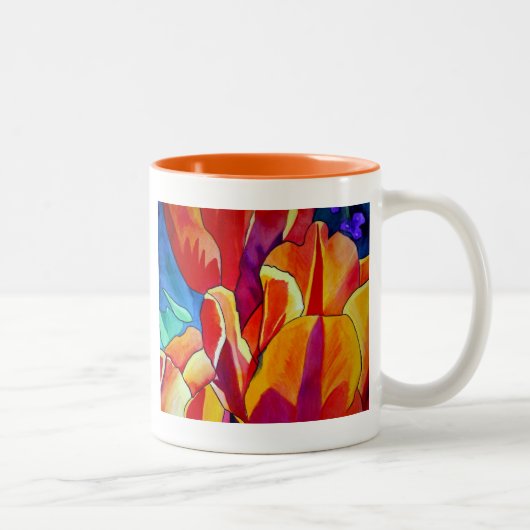Tasse 2 Couleurs Orange Tulips aquarelle art peinture de fleurs (Droit)