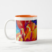 Tasse 2 Couleurs Orange Tulips aquarelle art peinture de fleurs (Gauche)