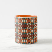 Tasse 2 Couleurs Orange, Turquoise, Inspiré Tribal Brown (Centre)