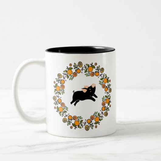 Tasse 2 Couleurs Oranges et petits cochons (Gauche)
