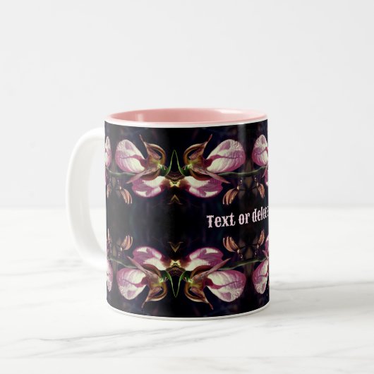 Tasse 2 Couleurs Orchidée à chlipper rose Abstraite personnalisée (Devant gauche)