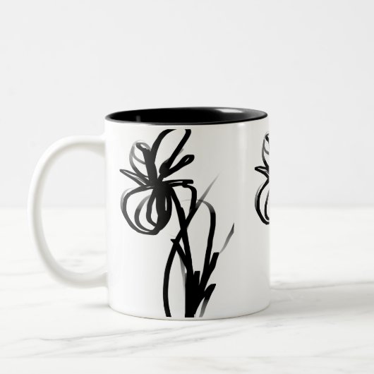Tasse 2 Couleurs Orchidée Blanc : Abstrait blanc et noir (Gauche)