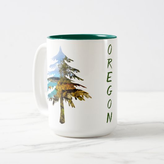 Tasse 2 Couleurs Oregon Coast Tree personnalisé (Devant gauche)