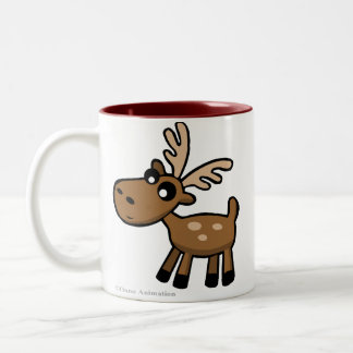 Tasse 2 Couleurs Orignaux mignons de chocolat de bande dessinée de