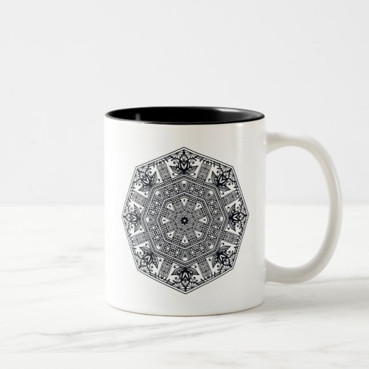 Tasse 2 Couleurs Ornement rond de mandala (Droit)