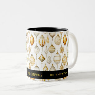 Tasse 2 Couleurs Ornements de Noël Noir Argent Or