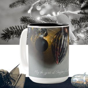 Tasse 2 Couleurs Ornements de Noël noir gris rétro