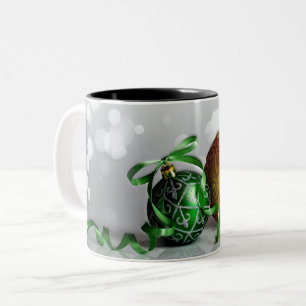 Tasse 2 Couleurs Ornements de Noël vert et or