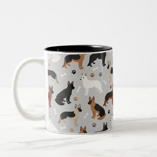 Tasse 2 Couleurs Os bergers allemands et pattes (Gauche)