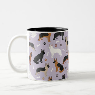 Tasse 2 Couleurs Os bergers allemands et pinces à café à deux to