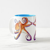 Tasse 2 Couleurs Otopus vie marine aquarelle art (Devant gauche)