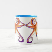 Tasse 2 Couleurs Otopus vie marine aquarelle art (Centre)