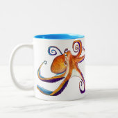 Tasse 2 Couleurs Otopus vie marine aquarelle art (Gauche)