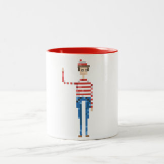 Tasse 2 Couleurs "Où est-il Waldo ? "Tasse d'illustration de pixel