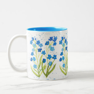 Tasse 2 Couleurs Oubliez-moi pas Jardin fleurs bleu aquarelle