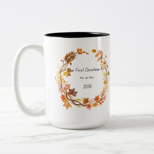 Tasse 2 Couleurs Our First Christmas Mr & Mrs 2026 Engagement Gift (Gauche)