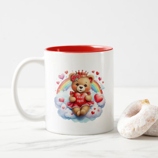 Tasse 2 Couleurs Ours de la Saint-Valentin (Avec donut)