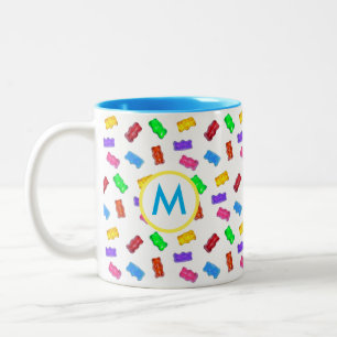 Tasse 2 Couleurs Ours doux multicolores et monogramme