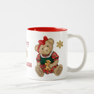 Tasse 2 Couleurs Ours en peluche de Noël - Fille