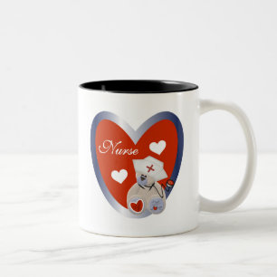 Tasse 2 Couleurs Ours-infirmière avec T-shirts et cadeaux de coeur