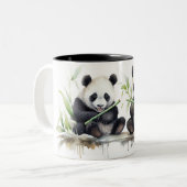 Tasse 2 Couleurs Ours Panda Aquarelle En Bambou (Devant gauche)