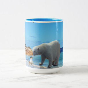 Tasse 2 Couleurs Ours Polaire Sur La Plage,